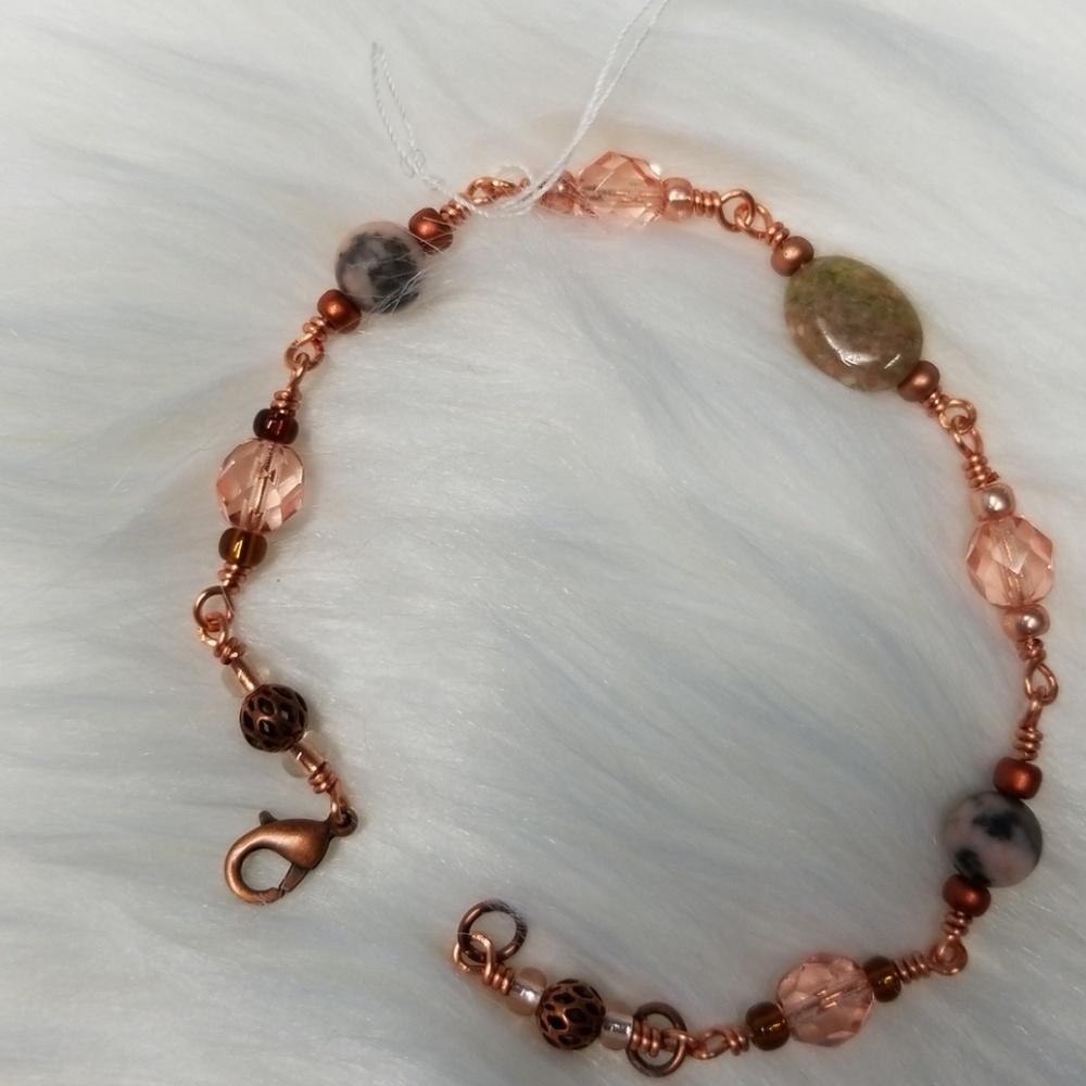 Copper Crystal and River Rock Bracelet